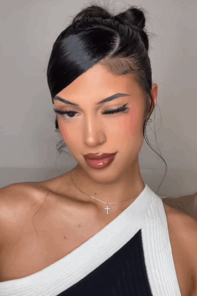 Dark Brown Sleek Side-Swept Waves — Winter Date Night Hairstyles