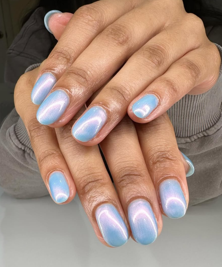 Deep Teal Chrome Stiletto Nails Deep Teal Chrome Stiletto Nails — Winter Gel Nails