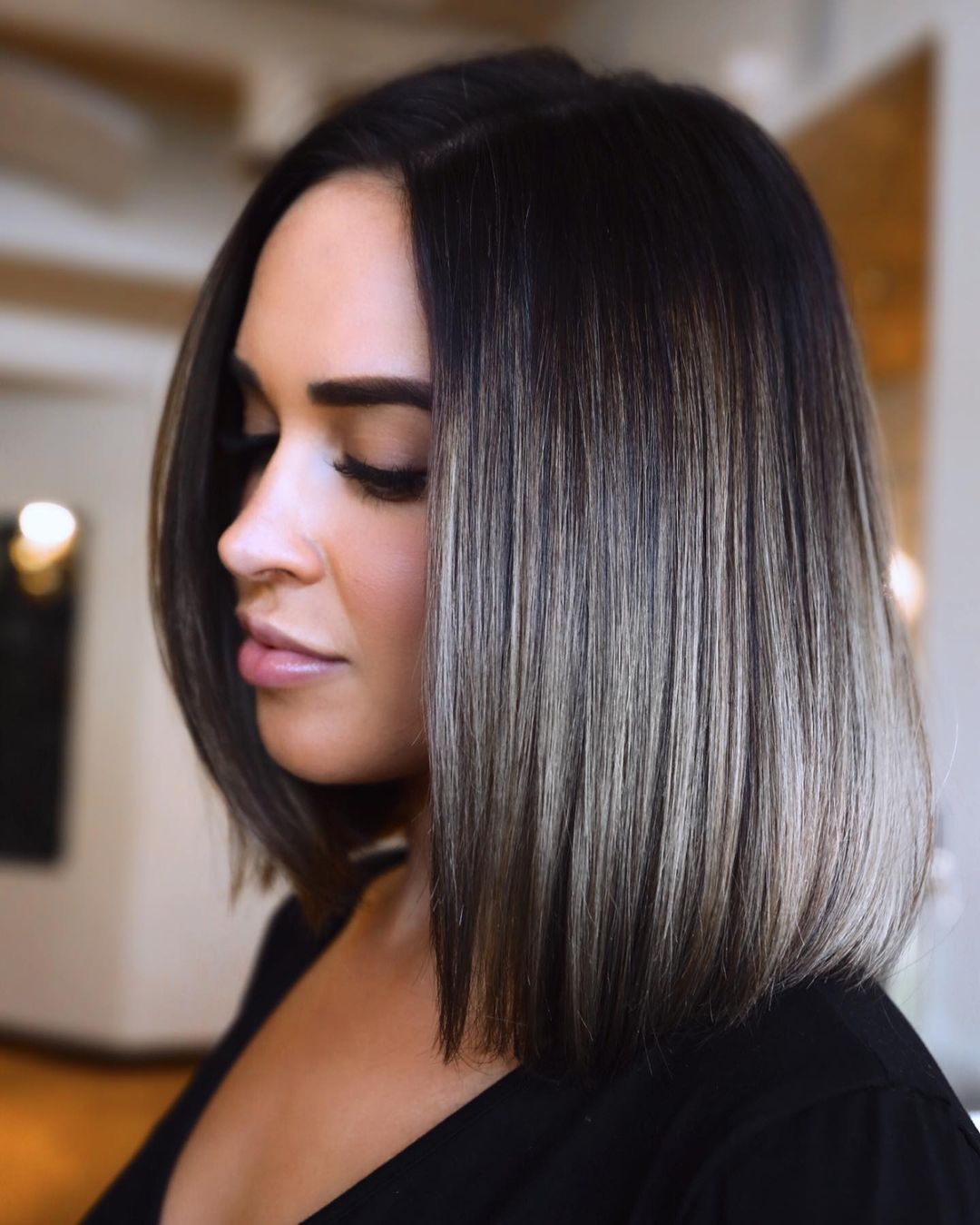 Dark Ash Brown Bob With Balayage — Ash Brown Hair