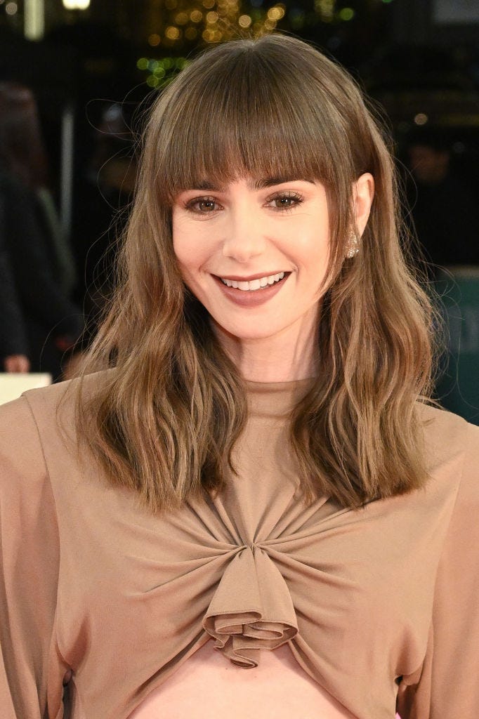 Medium Brown Cut With Blunt Bangs Medium Brown Cut With Blunt Bangs — Winter Shoulder Length Hairstyles