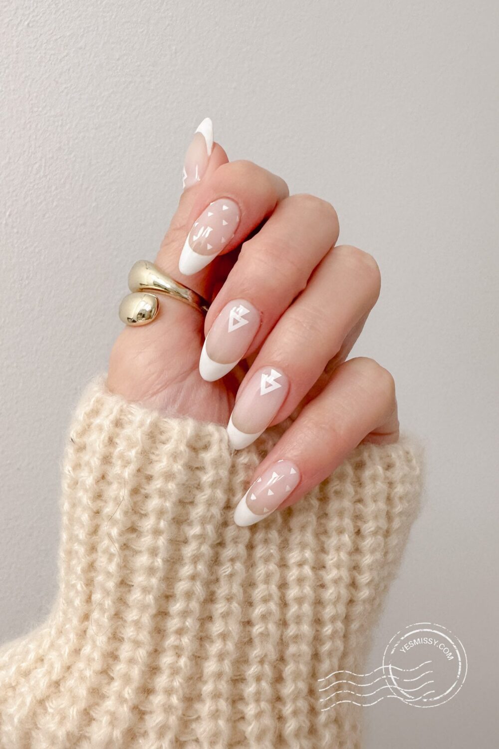 French Tips with Modern Geometric Accents — Cute Winter Nails