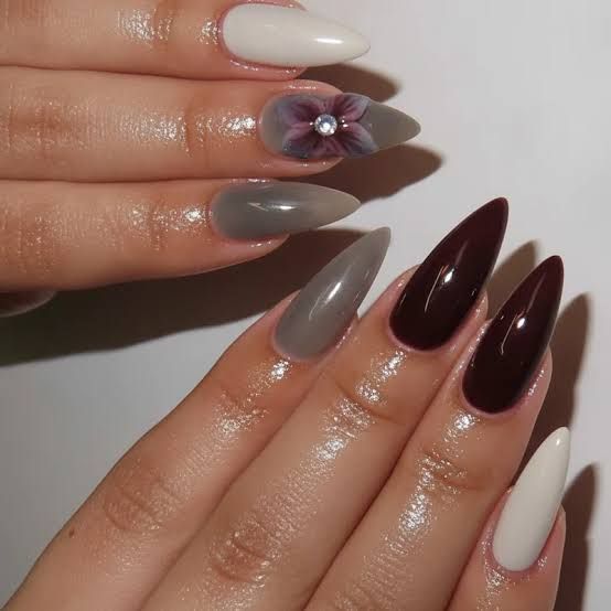 Flower Art On Accent Nail Visual Idea Flower Art On Accent Nail Visual Idea — Winter Acrylic Nail Colors