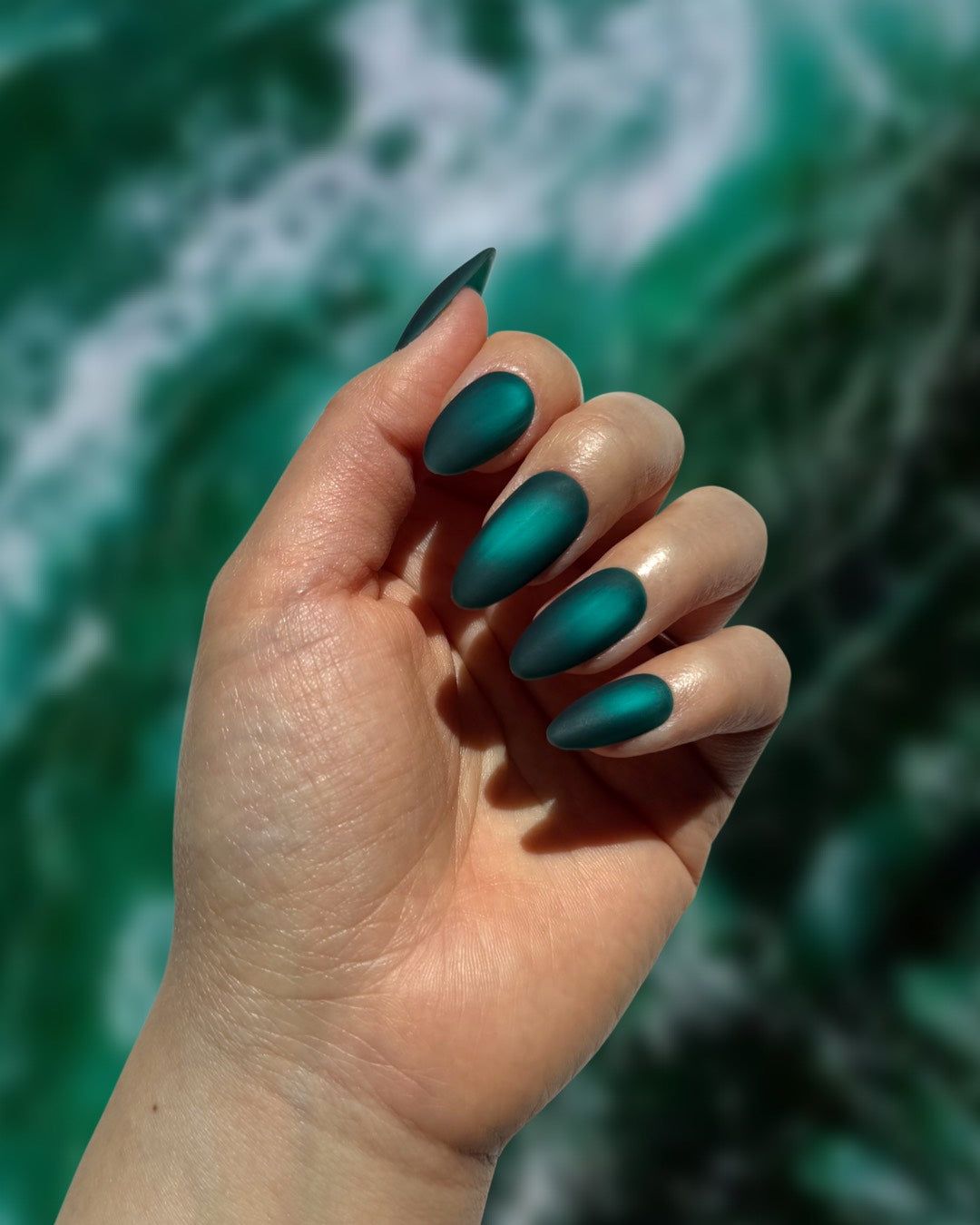 Matte Visual Idea — Emerald Green Nails