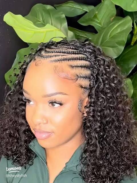 Cornrows with Voluminous Curls and Bangs — Winter Braids for Black Women