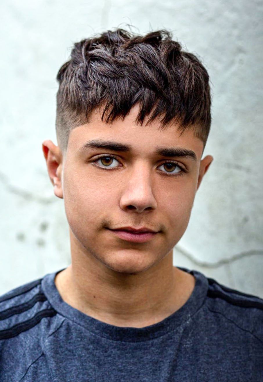 Short Textured Crop With Tousled Fringe and Fade Short Textured Crop With Tousled Fringe and Fade — Winter Haircuts for Boys