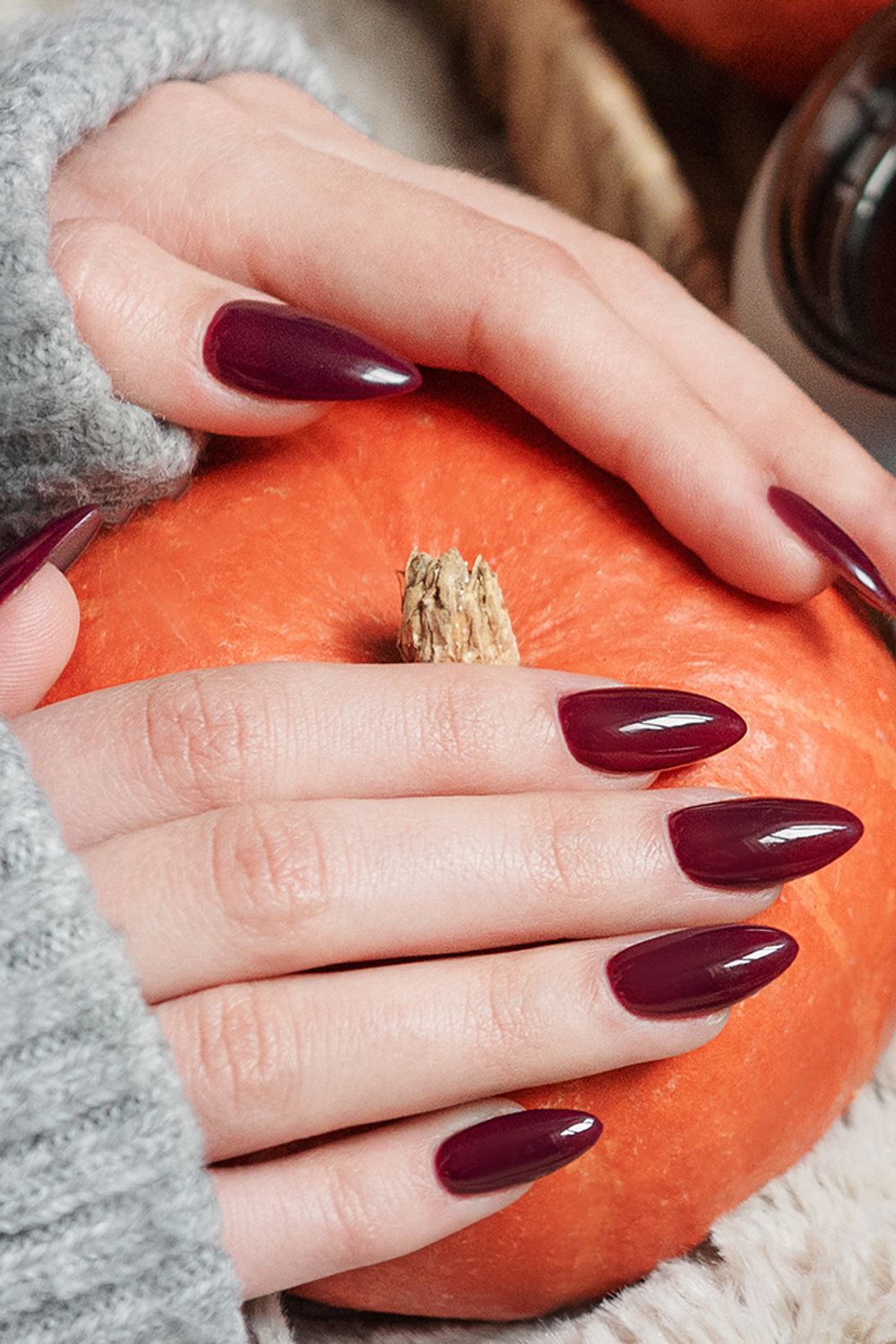 Dramatic Deep Burgundy Glossy Stiletto Nails — Burgundy Nails