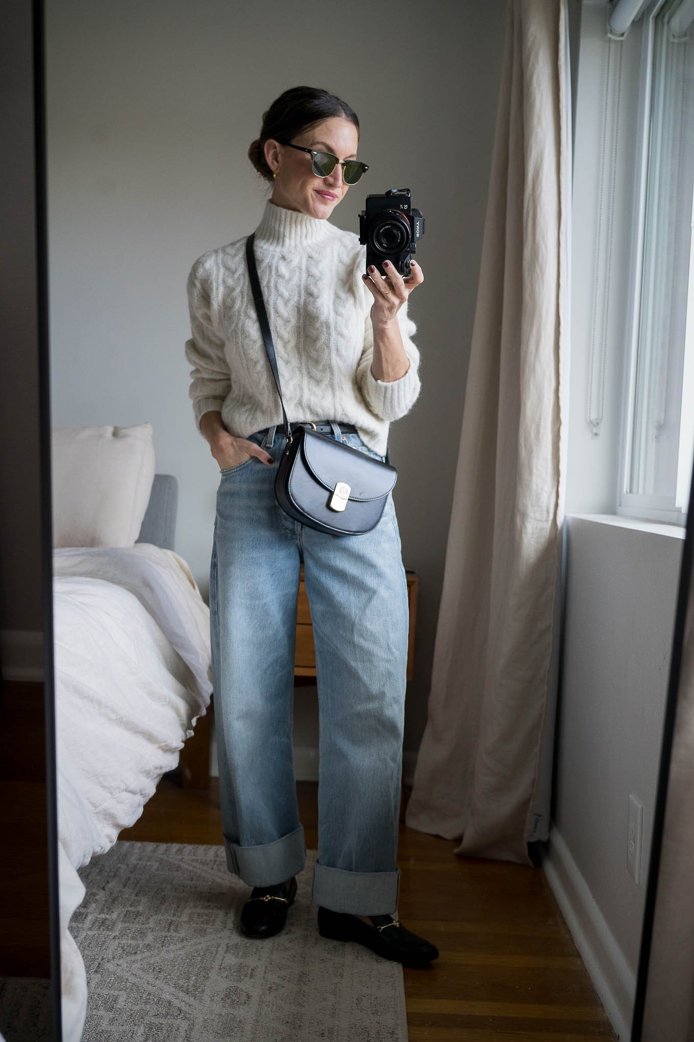 Classic Cable Knit and Cuffed Denim — February Outfits