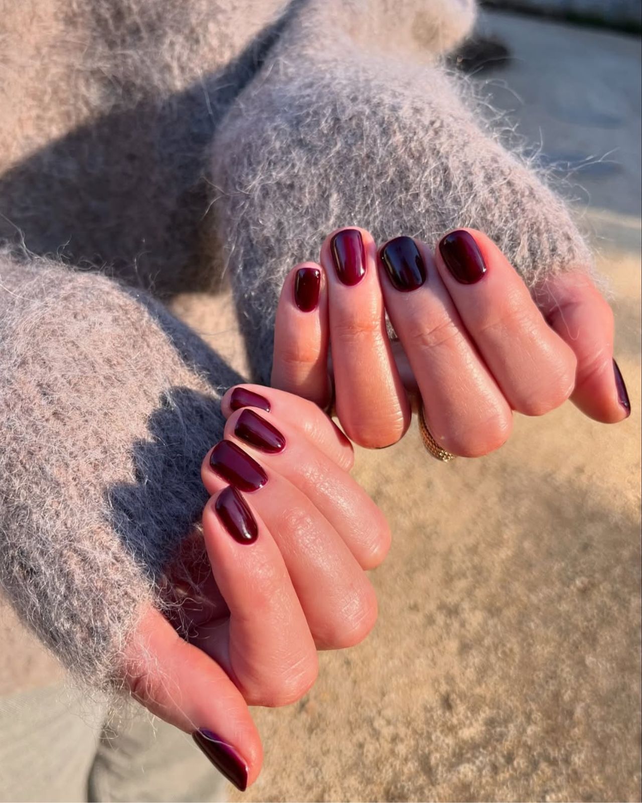 Deep Dark Berry Red Glossy — Dark Winter Nails
