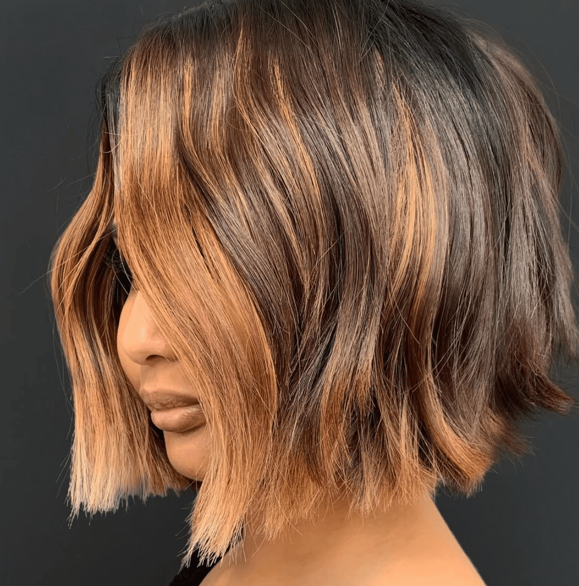 Dark Brown Angled Bob — Winter Hair Colors for Plus Size Women