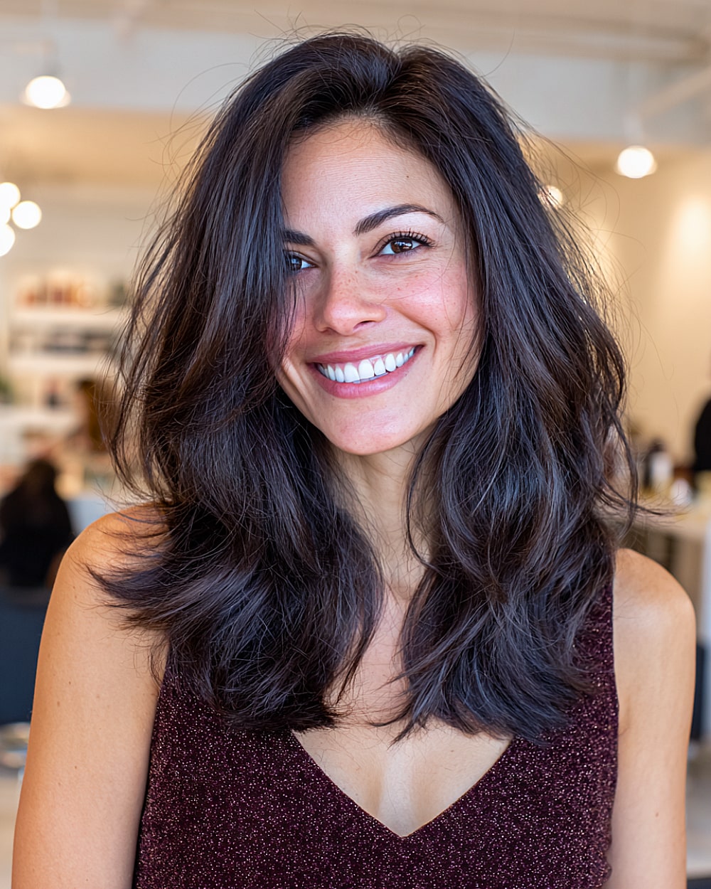 Voluminous Dark Brown Layered Cut — Winter Layered Haircuts