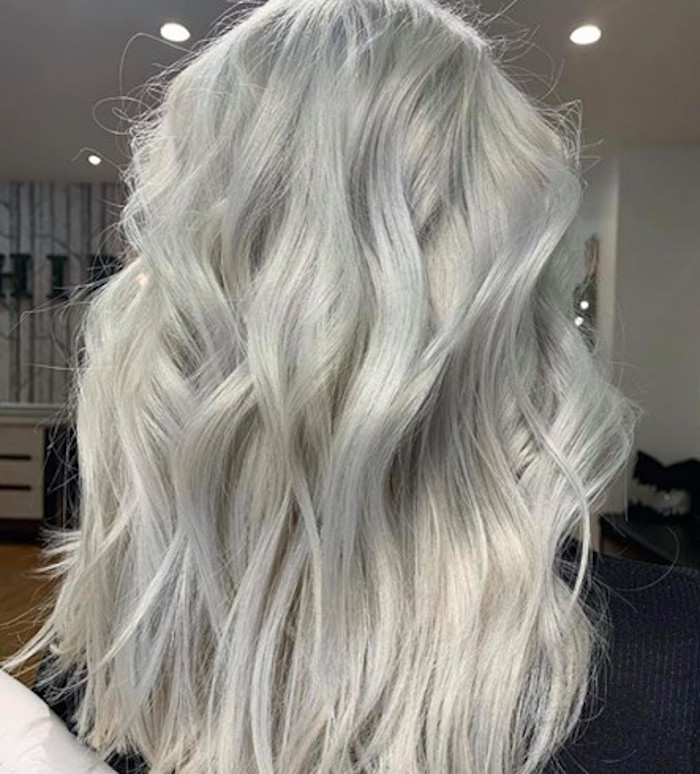 Loose Waves In Cool Ash Silver Tones — Icy Blonde Hair