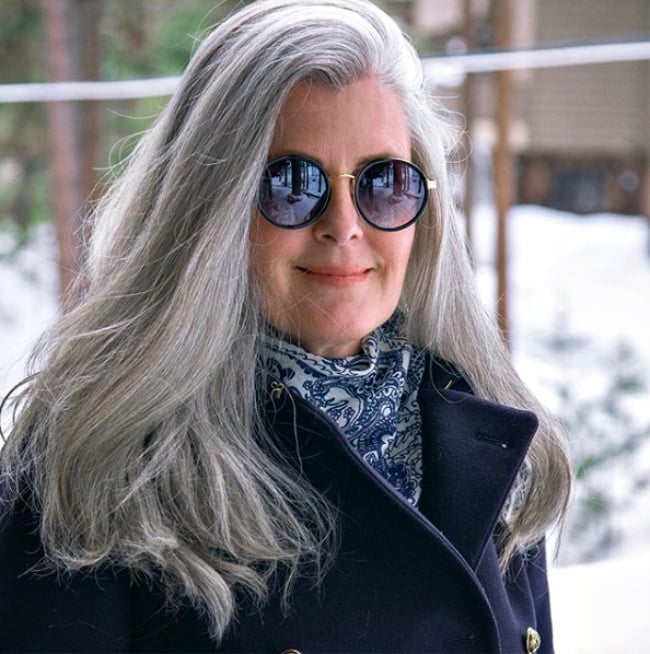 Natural Silver Grey Waves Natural Silver Grey Waves — Winter Hairstyles for Women Over 40