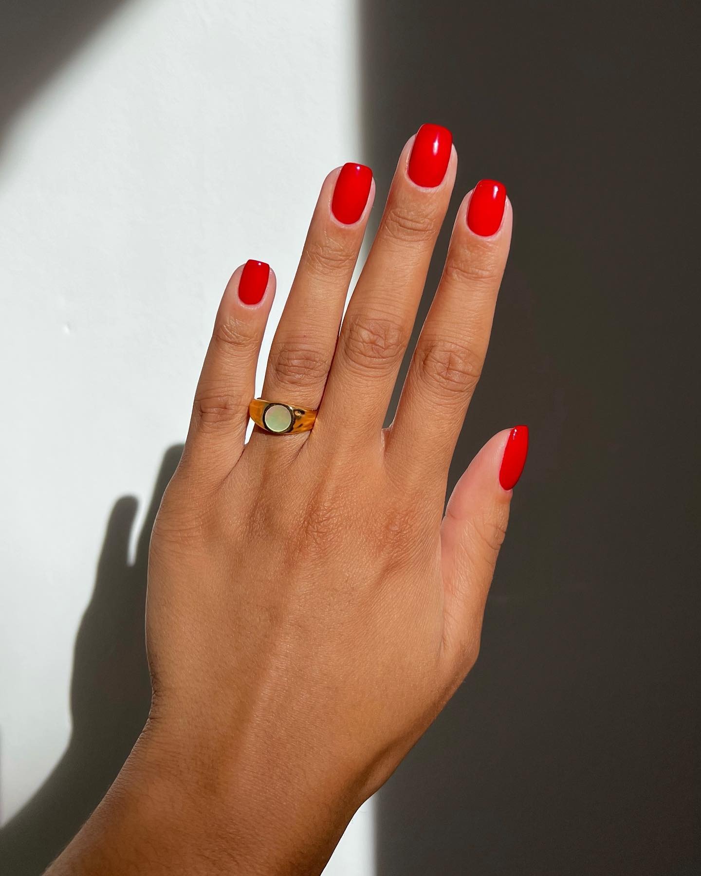 Vibrant True Red Medium Square Vibrant True Red Medium Square — Winter Nail Colors for Women Over 70