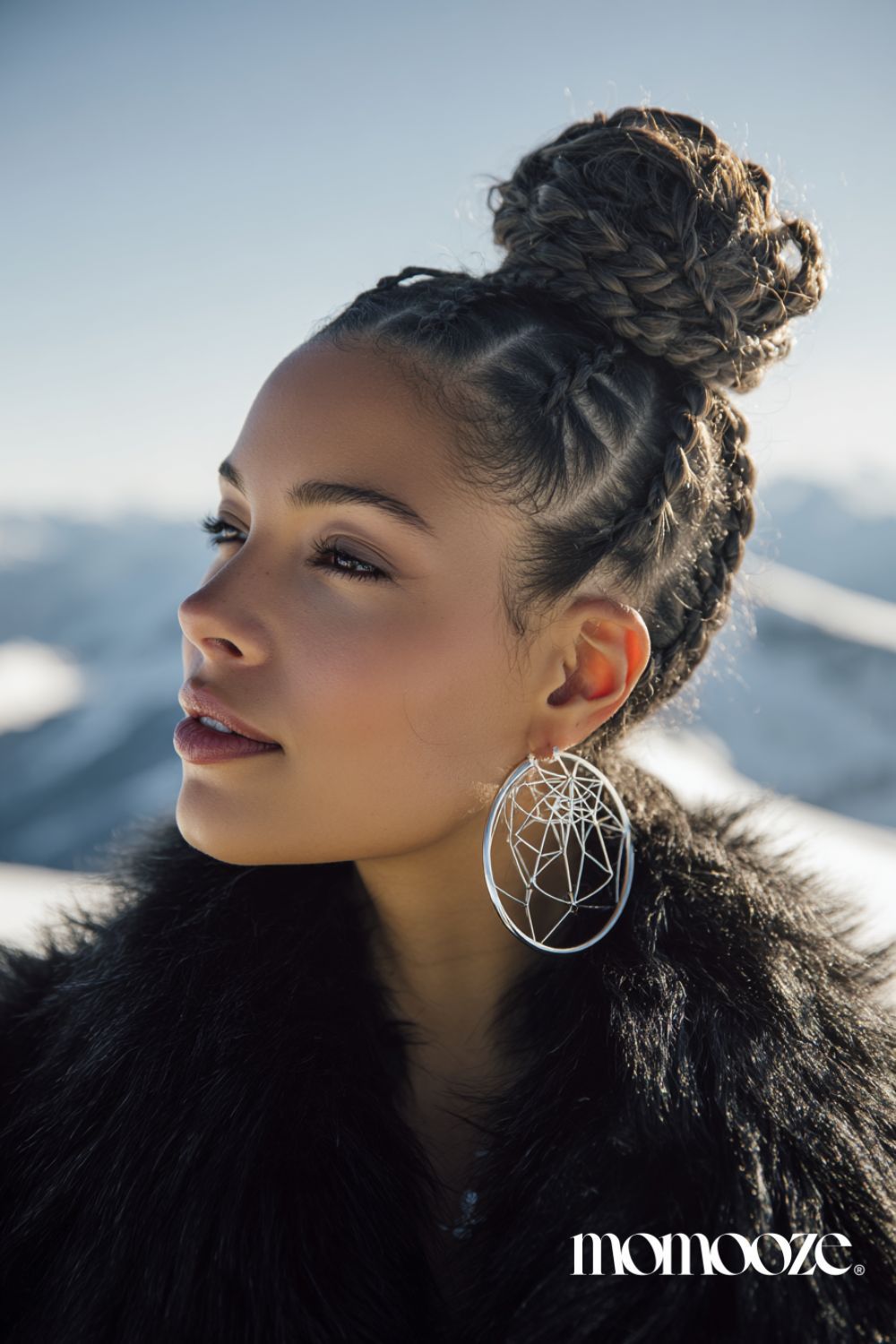 Dark Brown Braided Updo with Bun — Winter Date Night Hairstyles