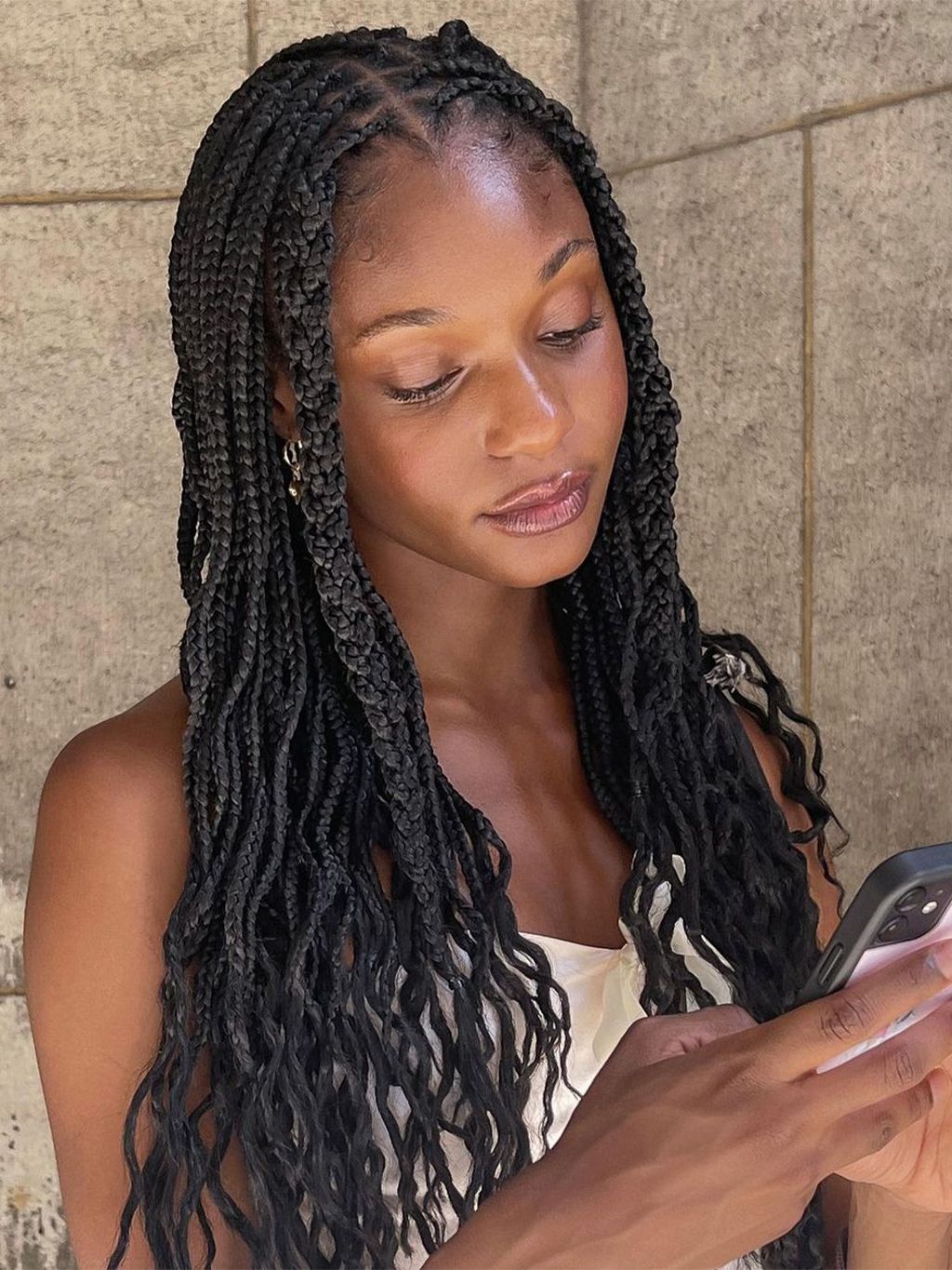 Box Braids with Curly Ends — Winter Braids for Black Women