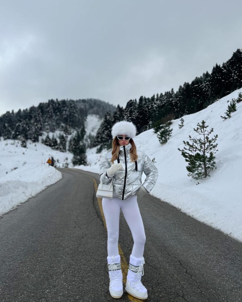 Winter Wonderland: All-White Fur Hat and Puffer Jacket — Fur Hat Outfits