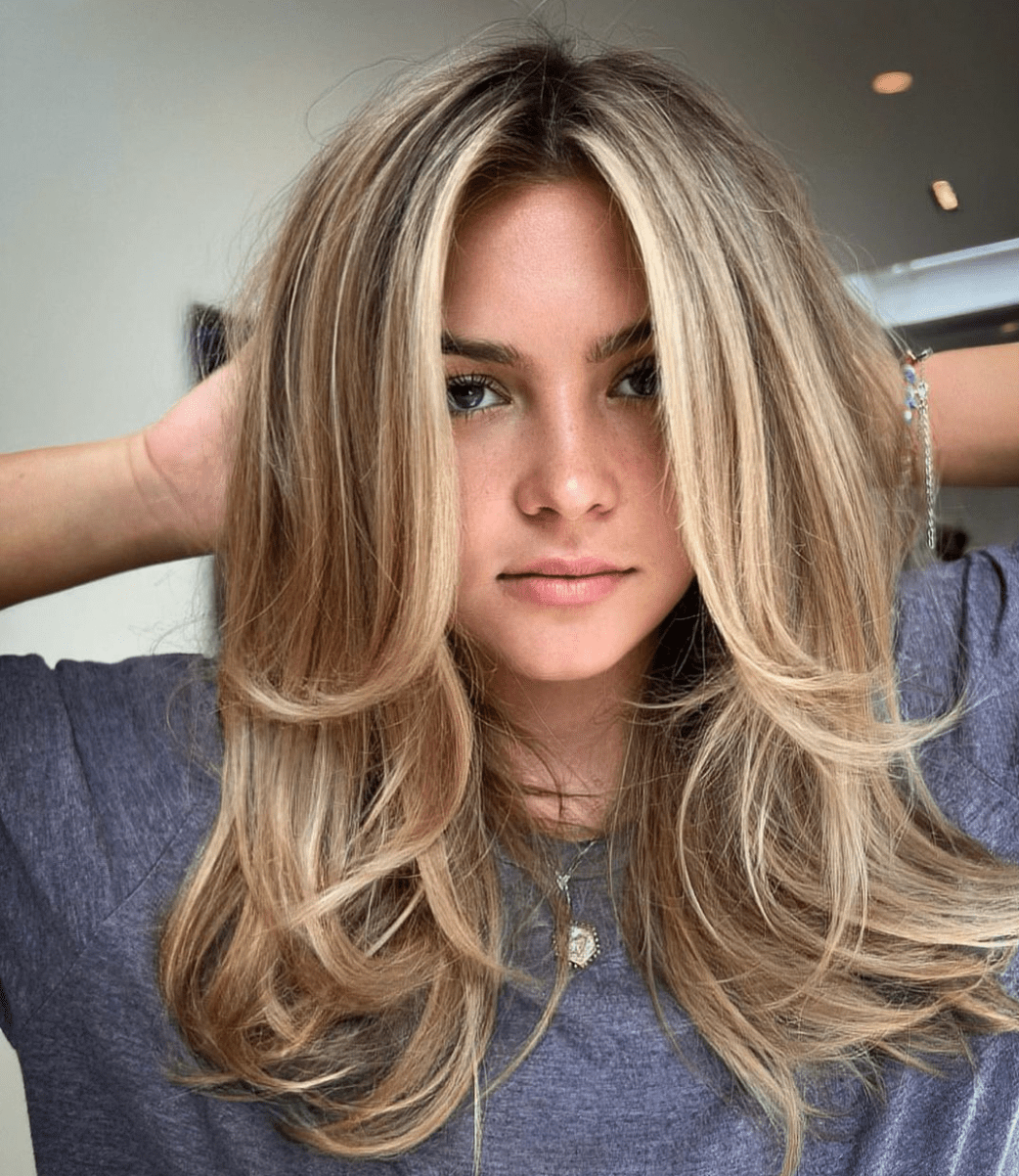 Long Layered Blonde With Root Shadow Long Layered Blonde With Root Shadow — Winter Haircuts for Thick Hair