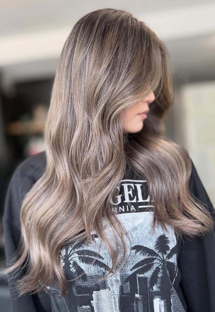 Cool Mushroom Brown Balayage Blowout Cool Mushroom Brown Balayage Blowout — Mushroom Brown Hair