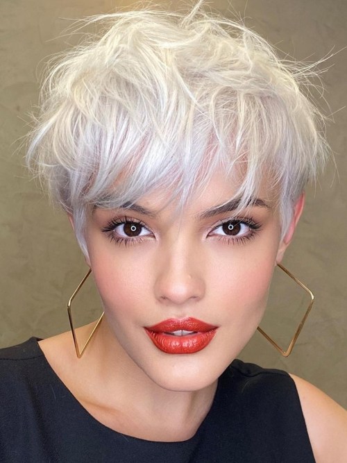 Modern Edgy Icy Blonde Pixie — Icy Blonde Hair