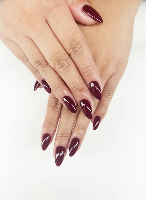 Deep Burgundy Stiletto Nails — Winter Nail Colors for Women Over 40
