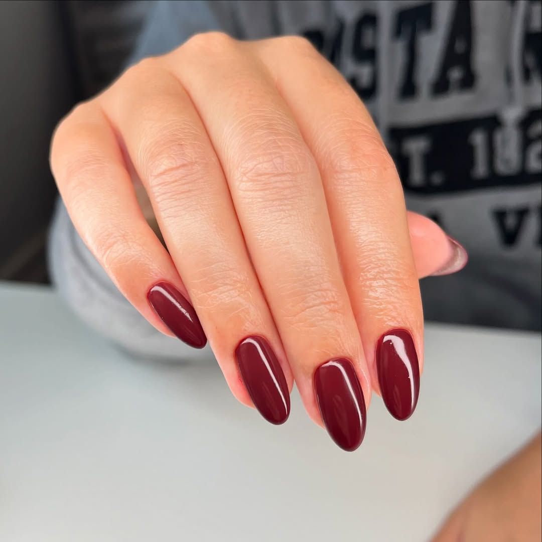 Deep Berry Red Glossy Nails Deep Berry Red Glossy Nails — Winter Acrylic Nail Colors