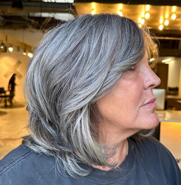 Shag Cut With Curtain Bangs Shag Cut With Curtain Bangs — Winter Haircuts for Gray Hair