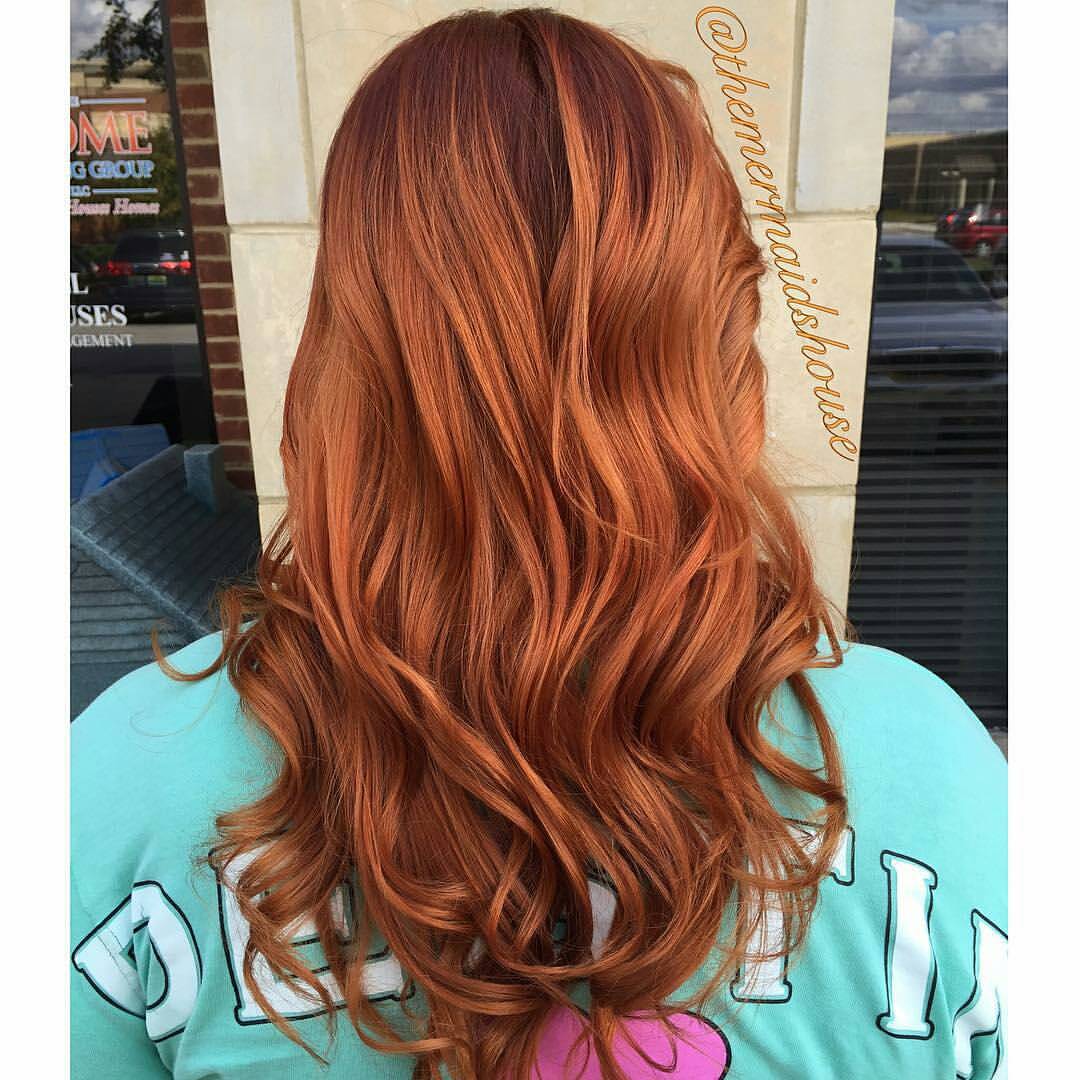 Mid-Back Vibrant Copper Auburn with Highlights — Winter Auburn Hair Color