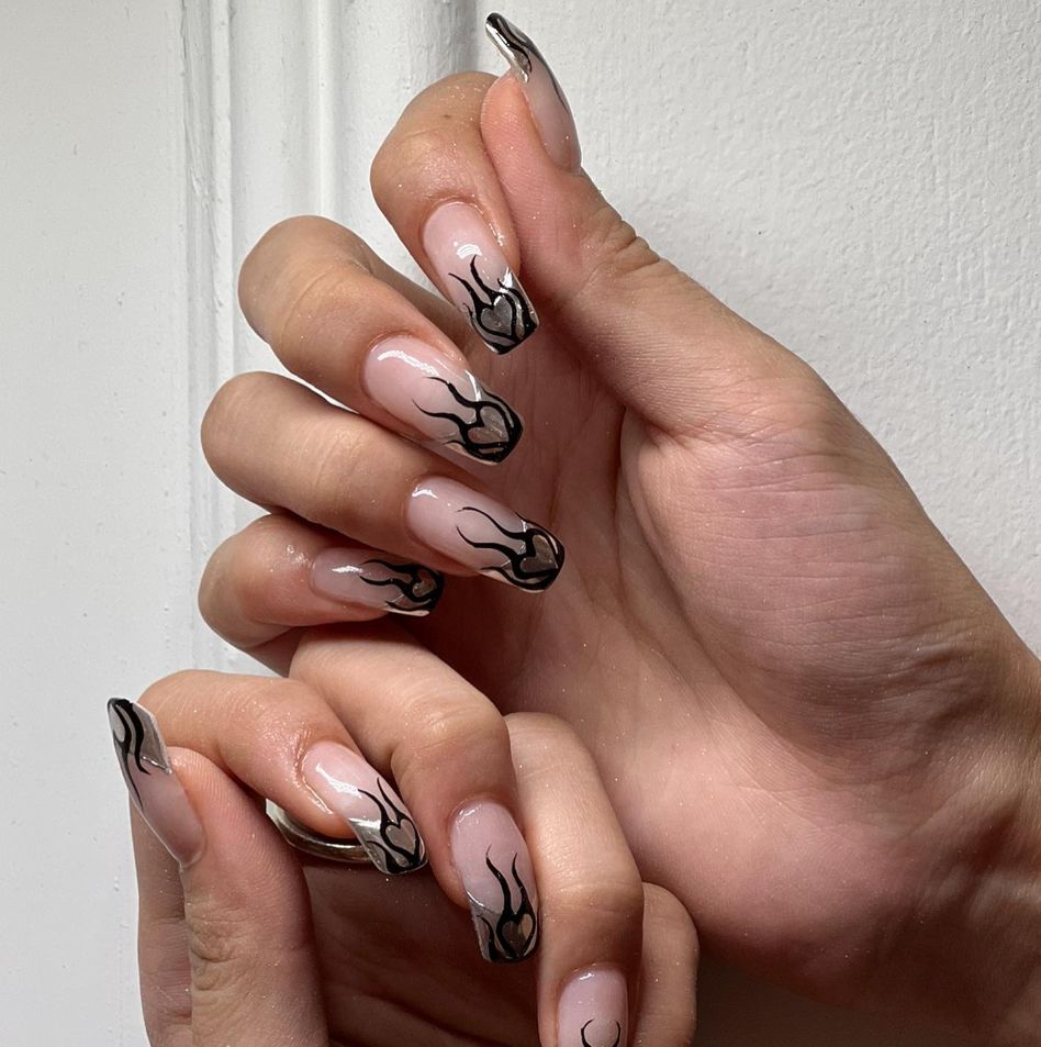 Small Rhinestones At The Cuticle Visual Idea Small Rhinestones At The Cuticle Visual Idea — Winter Coffin Nails