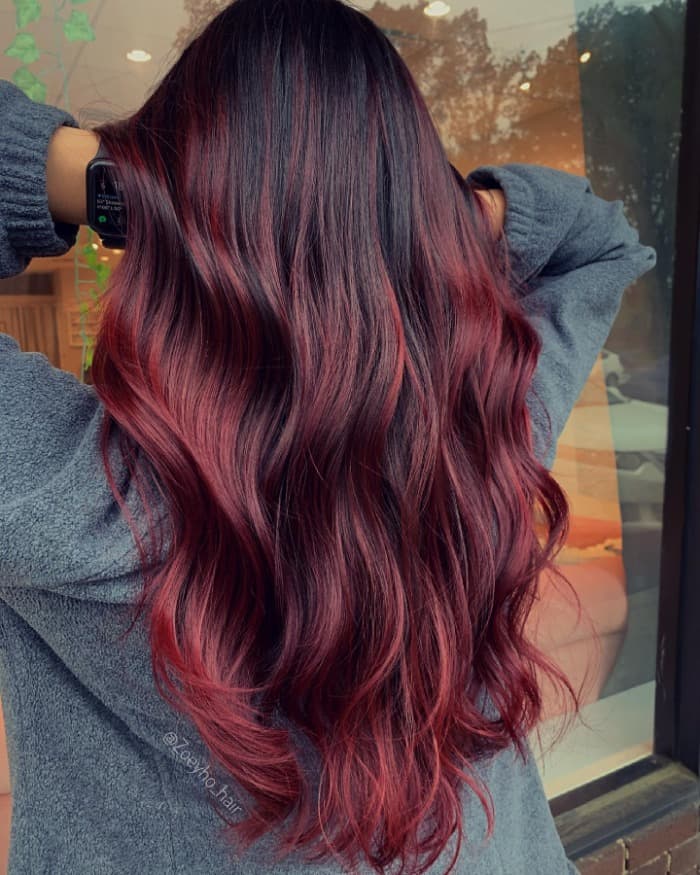 Dark Brown to Deep Burgundy — Winter Ombre Hair