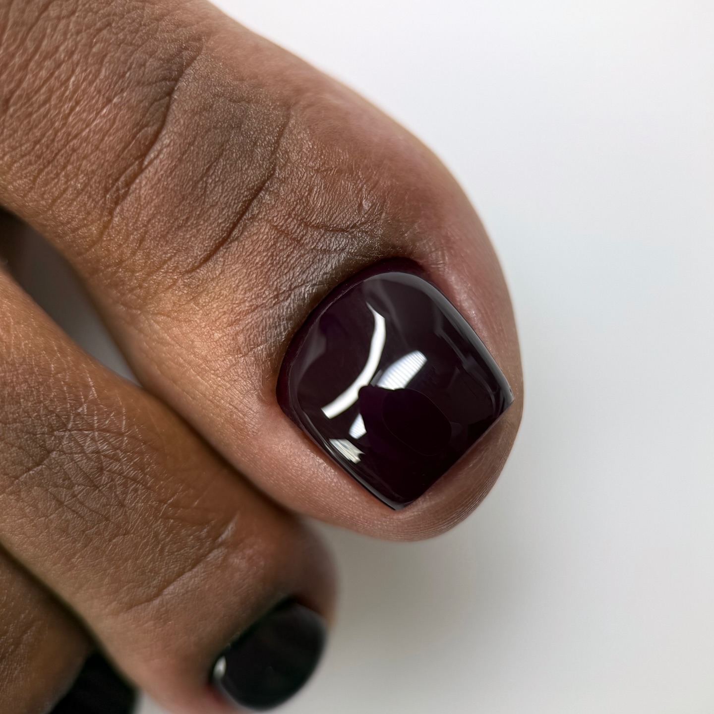 Single Deep Plum Glossy Square — Winter Pedicure Colors