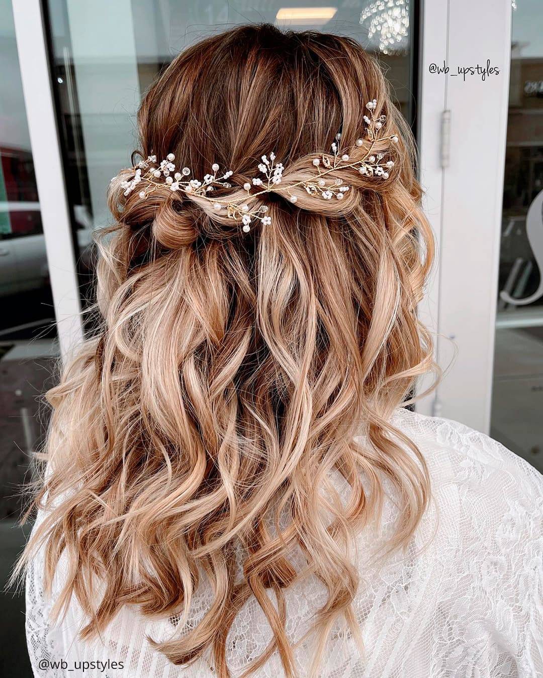 Half-Up Twisted Style With Pearl Vine Half-Up Twisted Style With Pearl Vine — Winter Hairstyles for Long Hair