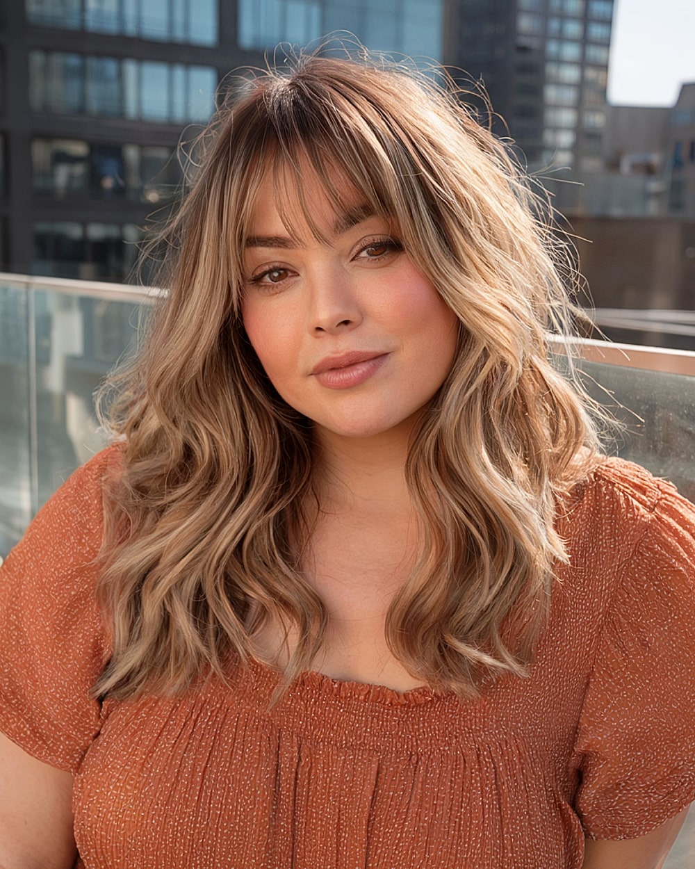 Collarbone Layered Shag With Curtain Bangs — Winter Hairstyles for Round Faces