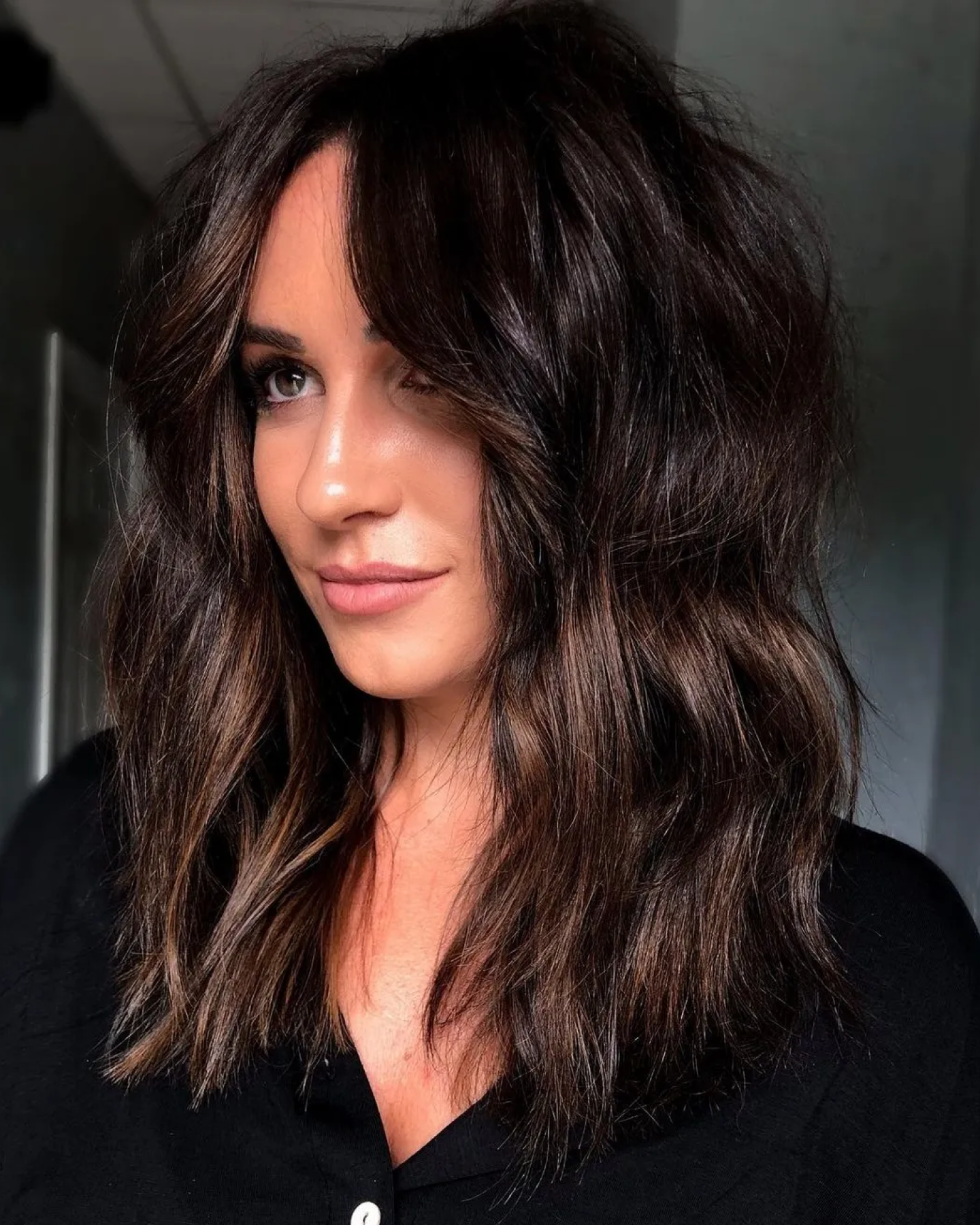 Dark Brown With Subtle Highlights Visual Idea Dark Brown With Subtle Highlights Visual Idea — Low Maintenance Winter Haircuts