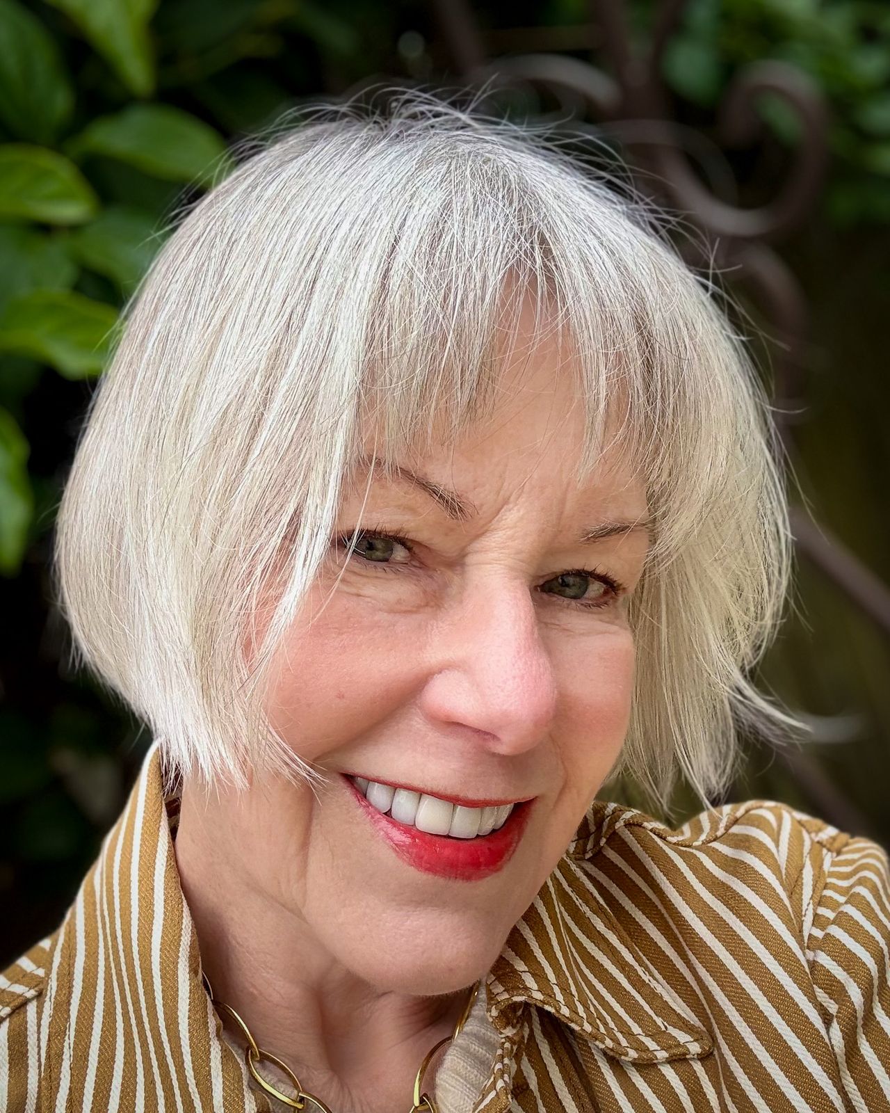 Platinum Blonde Blunt Bob With Blunt Bangs Platinum Blonde Blunt Bob With Blunt Bangs — Winter Hairstyles for Women Over 70
