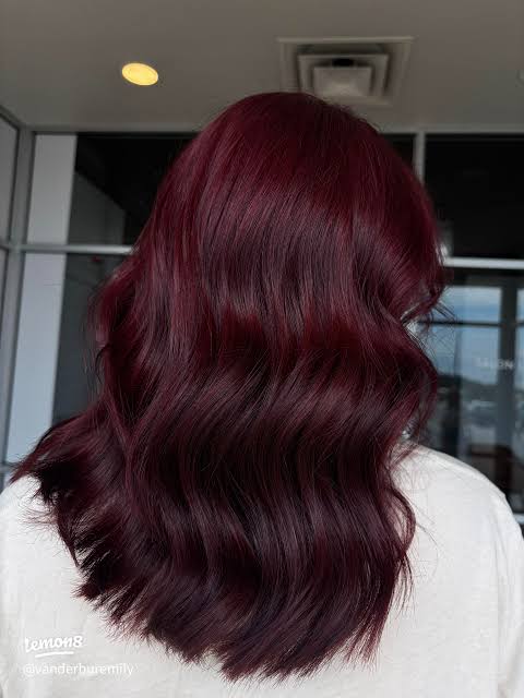 Glossy Mid-Back Cherry Red Waves — Cherry Cola Hair Color