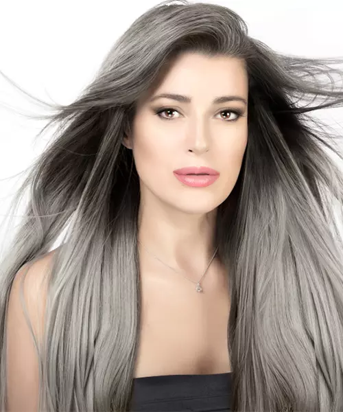 Vibrant Ash Grey With Blended Roots Vibrant Ash Grey With Blended Roots — Winter Haircuts for Gray Hair