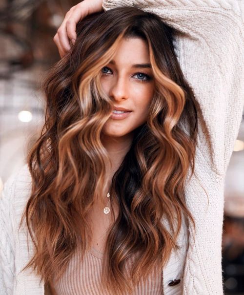 Dark Brown Base With Bright Blonde Highlights Dark Brown Base With Bright Blonde Highlights — Winter Highlights