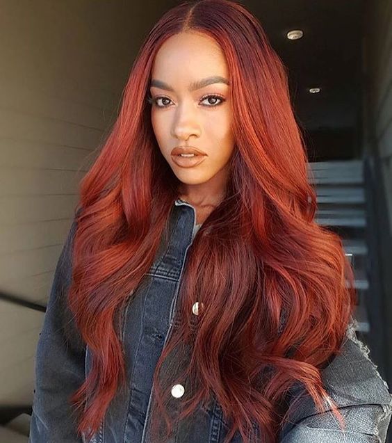 Warm Auburn Waves for Winter — Winter Hair Colors for Black Women
