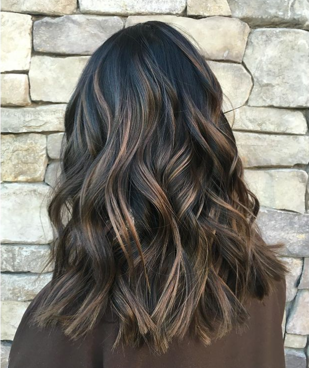 Warm Brown and Copper Balayage on Dark Base Warm Brown and Copper Balayage on Dark Base — Winter Balayage
