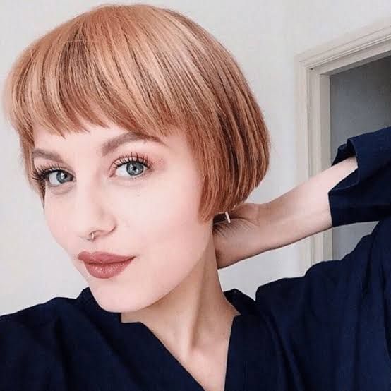 Light Brown Bob With Blunt Bangs — Winter Bob Haircuts