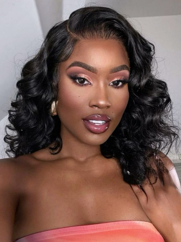 Glossy Jet Black Bob With Body Waves Glossy Jet Black Bob With Body Waves — Jet Black Hair