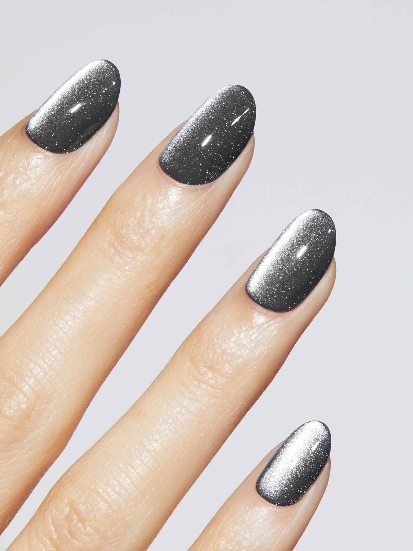 Sophisticated Dark Grey Magnetic Cat Eye — Velvet Nails