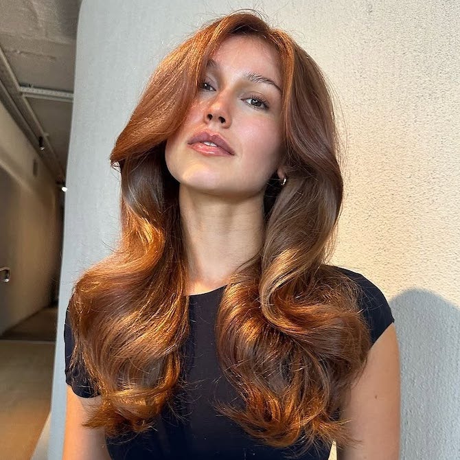 Copper With Warm Blonde Highlights — Winter Copper Hair Color