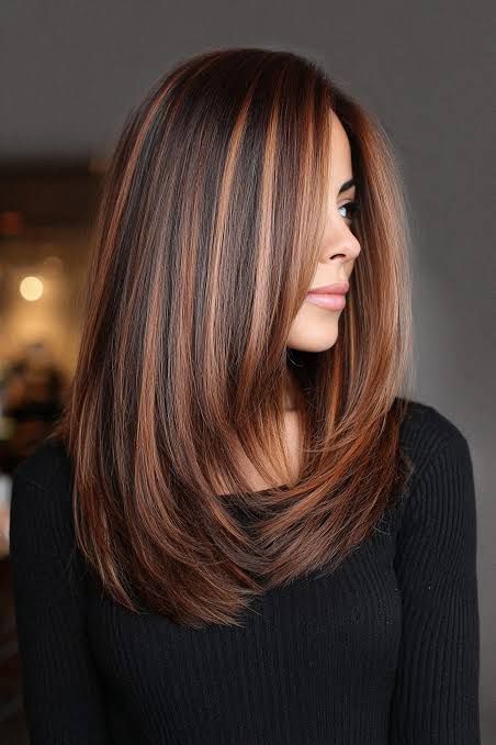 Dark Brown With Bright Cinnamon Highlights Dark Brown With Bright Cinnamon Highlights — Cinnamon Brown Hair