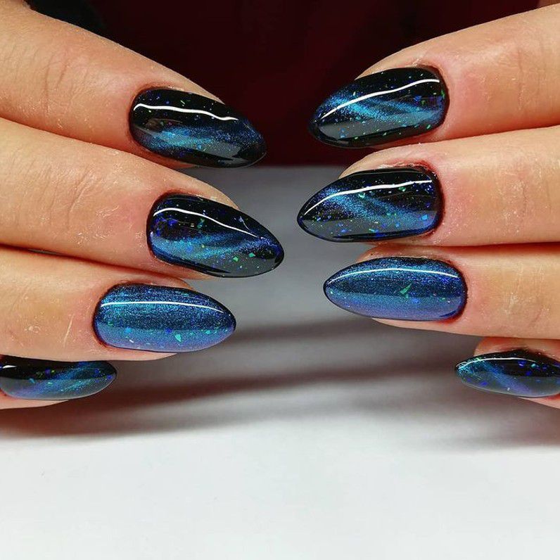 Cosmic Glitter Cat Eye Nails — Winter Cat Eye Nails
