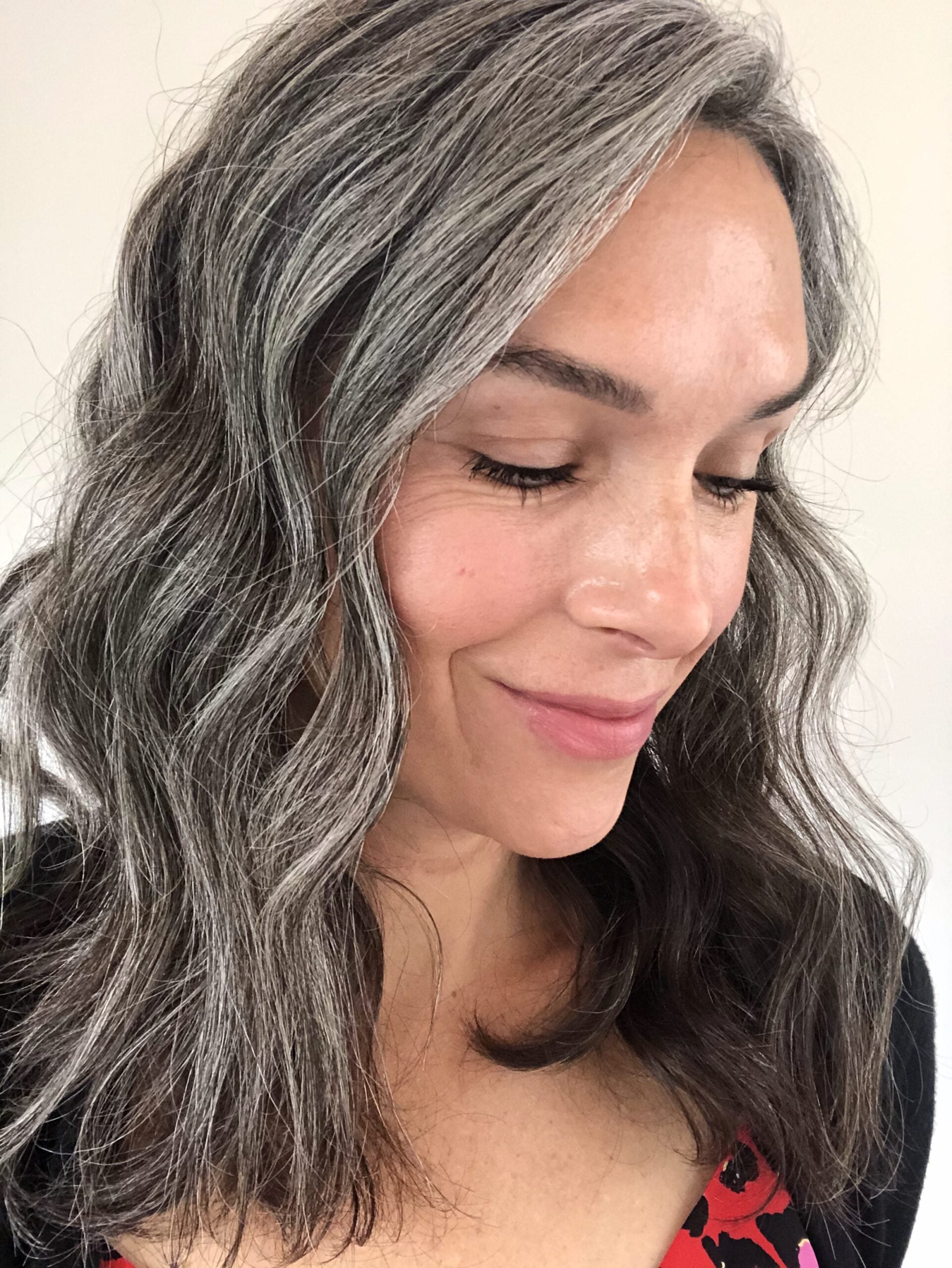 Collarbone Grey With Silver Streaks — Winter Hair Colors for Plus Size Women