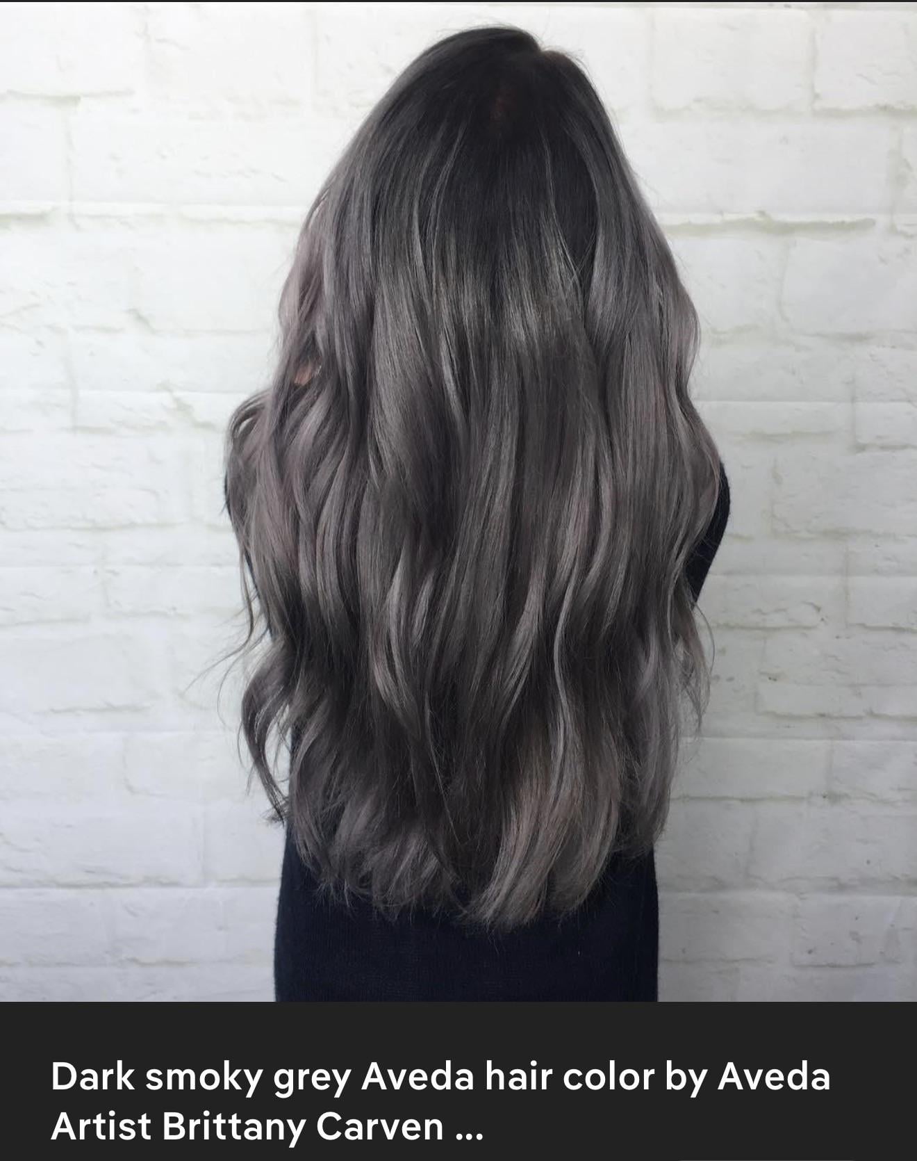 Dark Smoky Grey With Lighter Highlights Dark Smoky Grey With Lighter Highlights — Winter Hair Colors for Gray Hair