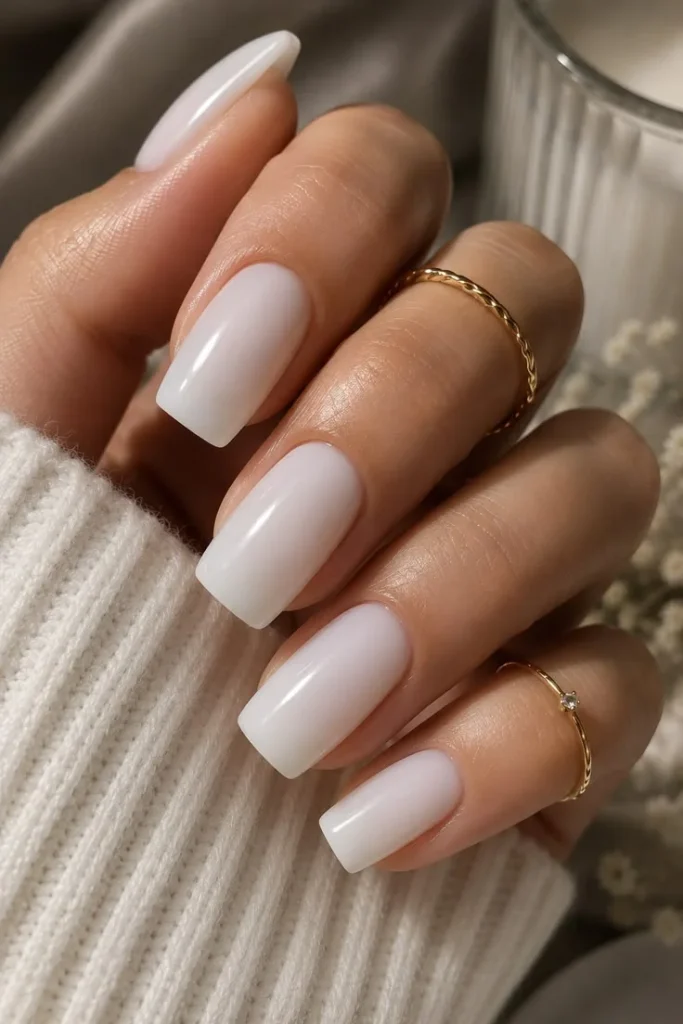 Short Square Opaque Milky White Glossy Short Square Opaque Milky White Glossy — Milky White Nails