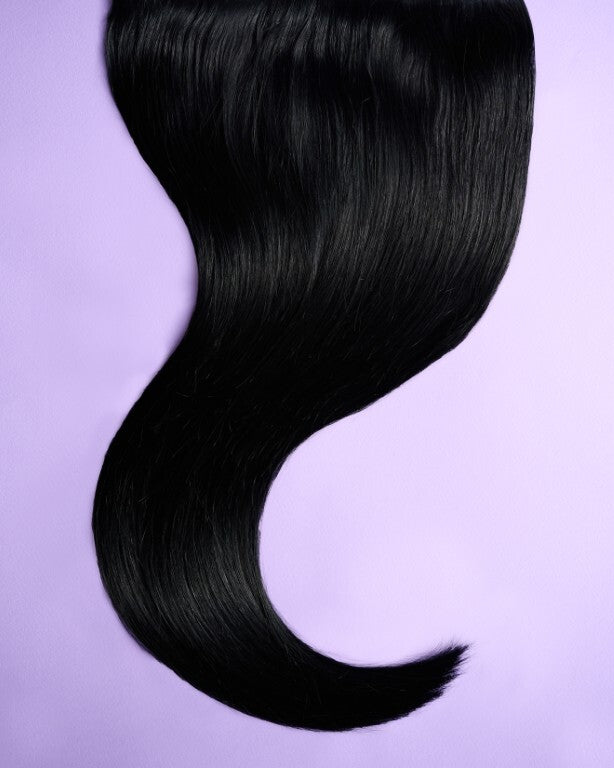 Jet Black Collarbone Layers With Blowout Jet Black Collarbone Layers With Blowout — Jet Black Hair