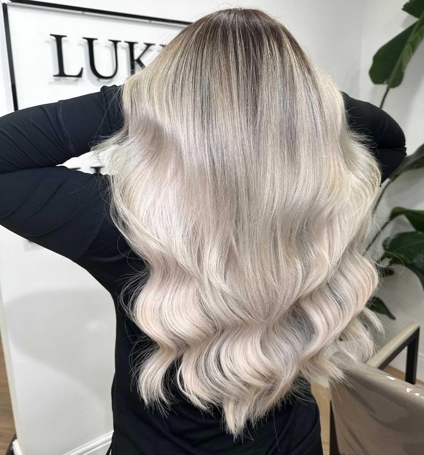 Mid-Back Icy Blonde With Root Shadow — Winter Hair Colors for Blondes